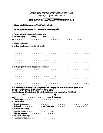 Hợp đồng tặng cho quyền sử dụng đất