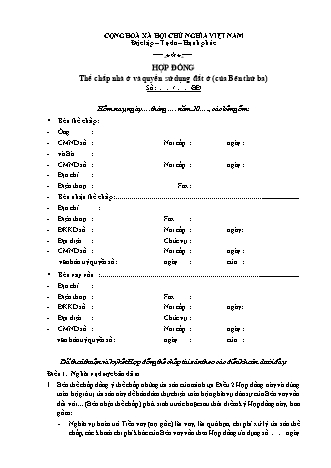 Hợp đồng thế chấp nhà ở và quyền sử dụng đất ở của bên thứ 3