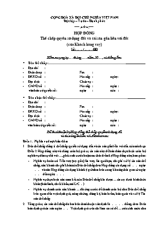 Hợp đồng thế chấp quyền sử dụng đất và tài sản gắn liền với đất của khách hàng vay