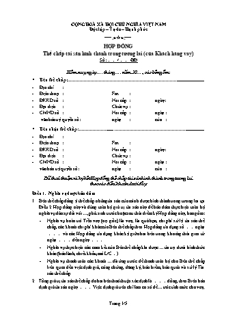 Hợp đồng thế chấp tài sản hình thành trong tương lai của khách hàng vay