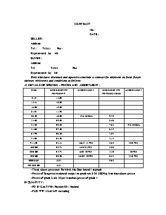 Hợp đồng xuất khẩu thủy sản bằng Tiếng Anh