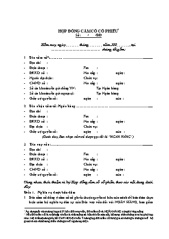 Mẫu hợp đồng cầm cố cổ phiếu của bên thứ 3 (3 bên ký)