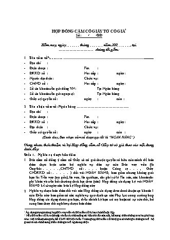 Mẫu hợp đồng cầm cố giấy tờ có giá của bên thứ 3 (2 bên ký)