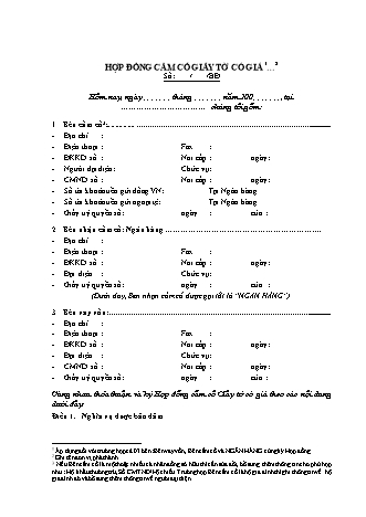 Mẫu hợp đồng cầm cố giấy tờ có giá của bên thứ 3 (3 bên ký)