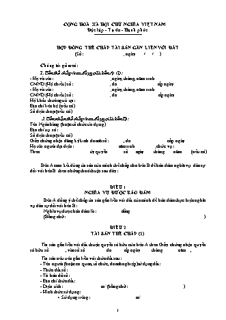 Mẫu hợp đồng thế chấp tài sản gắn liền với đất mới nhất