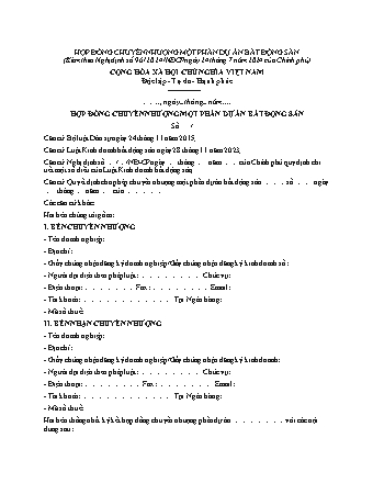 Hợp đồng chuyển nhượng một phần dự án bất động sản - Nghị định số 96-2024-NĐ-CP