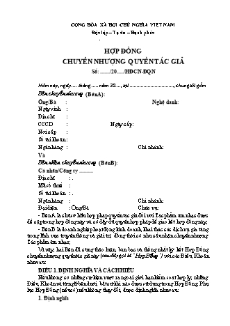Hợp đồng chuyển nhượng quyền tác giả