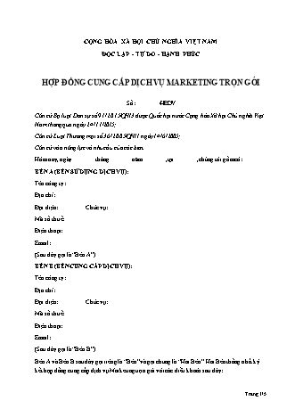 Hợp đồng cung cấp dịch vụ marketing trọn gói