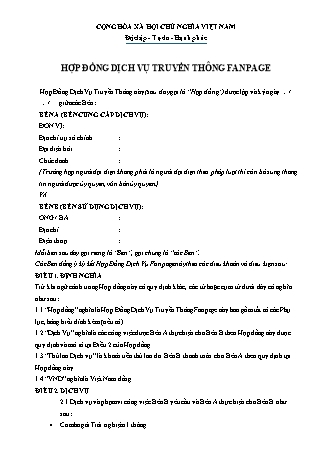 Hợp đồng dịch vụ truyền thông fanpage