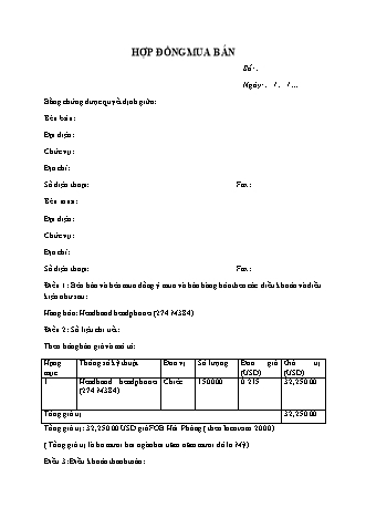 Hợp đồng mua bán linh kiện điện tử