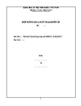 Hợp đồng mua bán trạm biến áp