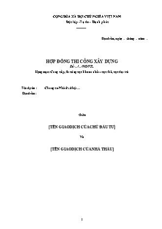 Hợp đồng thi công xây dựng - Cung cấp, thi công cọc khoan nhồi – cọc thử, cọc đại trà