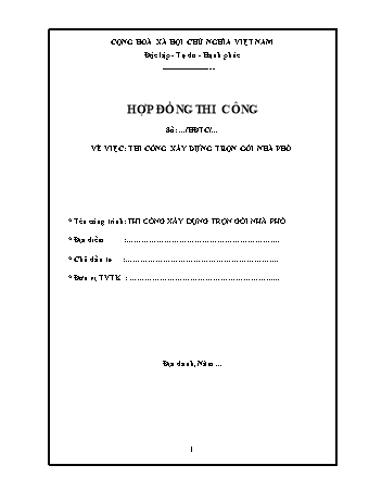 Hợp đồng thi công xây dựng trọn gói nhà phố
