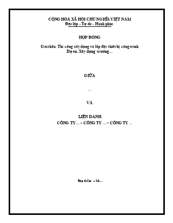 Hợp đồng thi công xây dựng trường học