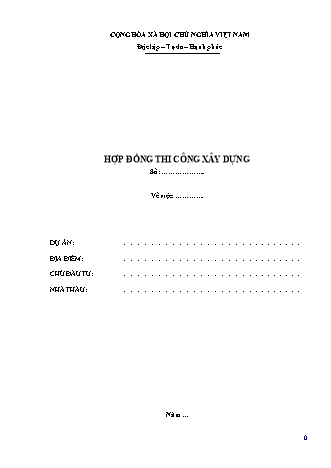 Hợp đồng thi công xây dựng