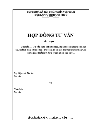 Hợp đồng tư vấn thiết kế xây dựng dự án cải tạo và phát triển lưới điện trung hạ áp