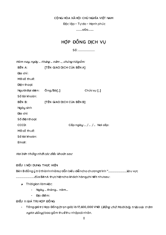 Hợp đồng dịch vụ dẫn biểu diễn cho chương trình