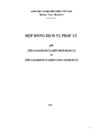 Hợp đồng dịch vụ pháp lý thu hồi khoản nợ