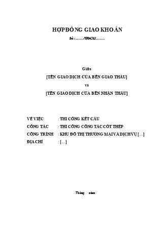 Hợp đồng giao khoán thi công công tác cốt thép