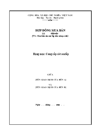 Hợp đồng mua bán cát san lấp cho công trình