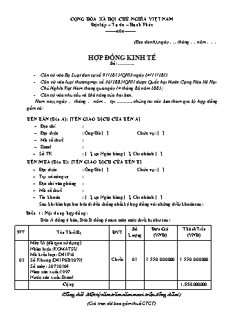 Hợp đồng mua bán máy ủi cũ