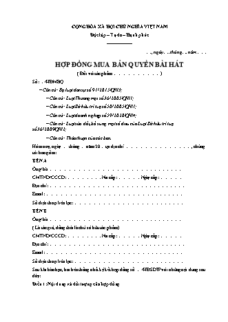 Hợp đồng mua bản quyền bài hát