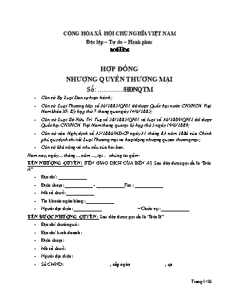 Hợp đồng nhượng quyền thương hiệu cà phê