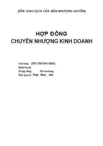 Hợp đồng nhượng quyền thương hiệu đồ uống