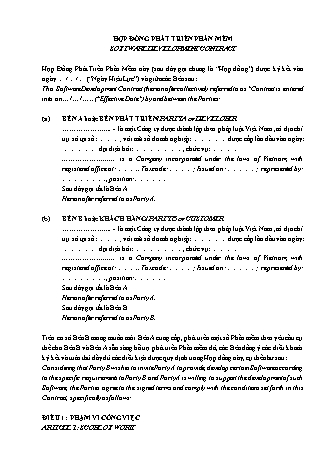 Hợp đồng phát triển phần mềm (song ngữ Việt - Anh)