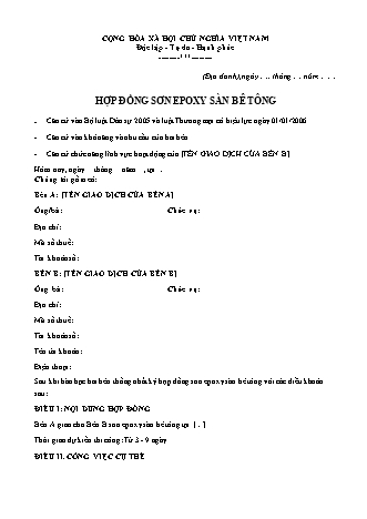 Hợp đồng sơn Epoxy sàn bê tông