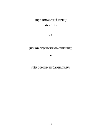 Hợp đồng thầu phụ cung cấp và lắp đặt hệ thống năng lượng mặt trời áp mái