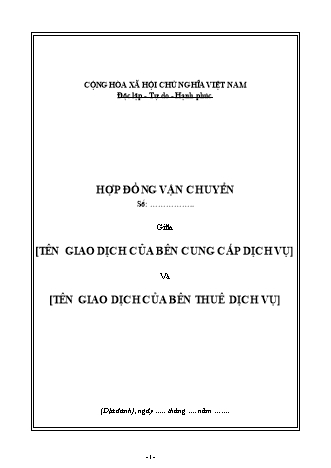 Hợp đồng vận chuyển hàng hóa
