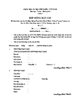 Hợp đồng đặt cọc mua bán nhà ở hình thành trong tương lai