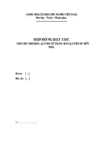 Hợp đồng đặt cọc mua căn hộ chung cư